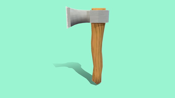 Lowpoly Axe hand-painted ハンドペイント 斧 ローポリ 3D Model