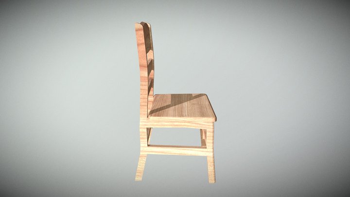 Simple Wood Chair 3 3D Model