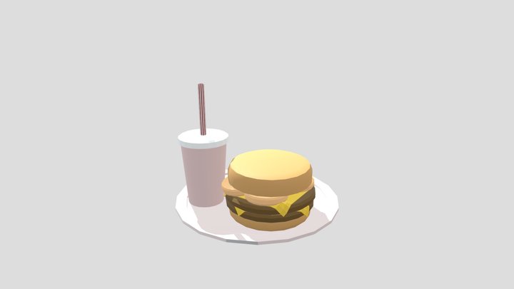 burger, drink and hash browns 3D Model