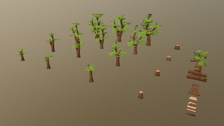 Elm Trees - Summer 3D Model