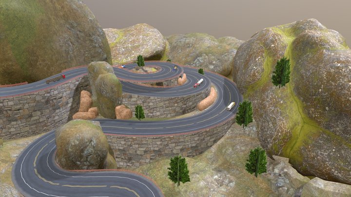 Offroad Mountain Crved Track 3D Model
