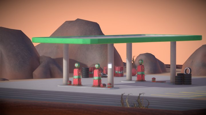 50's Abandoned Desert Tank Station 3D Model