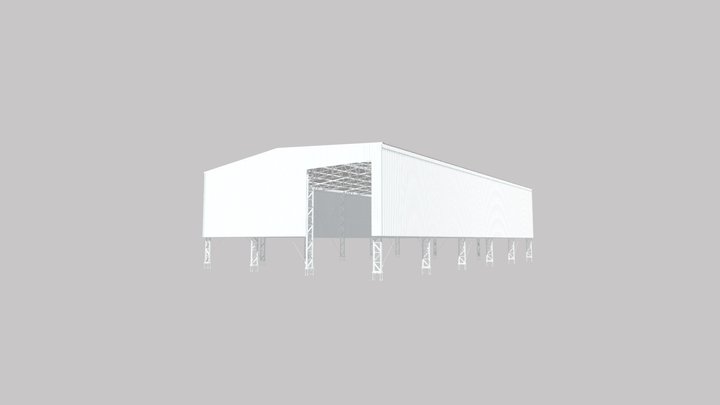 Barracão Estrutura Metálica 3D Model
