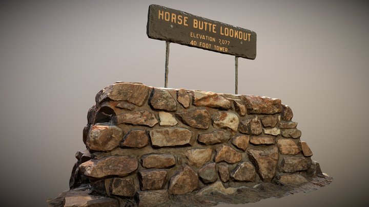 Horse Butte Lookout Sign Yellowstone - Photoscan 3D Model
