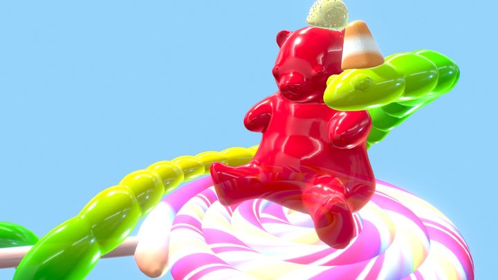 Gummy Bear and Snake 3D Model
