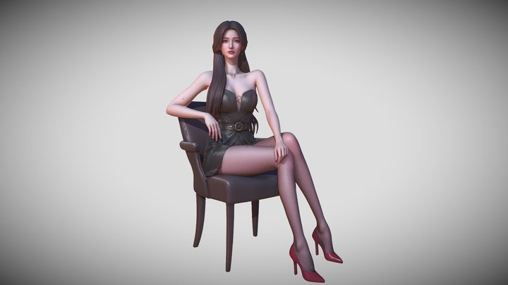 Noir Glamour at the Desk 3D Model