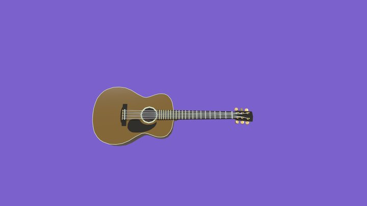 Low poly guitar 3D Model