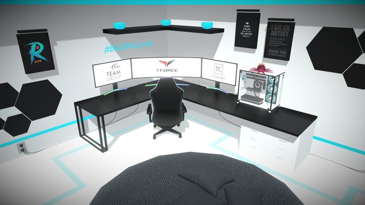 Asthetic Gaming Set Up 3D Model