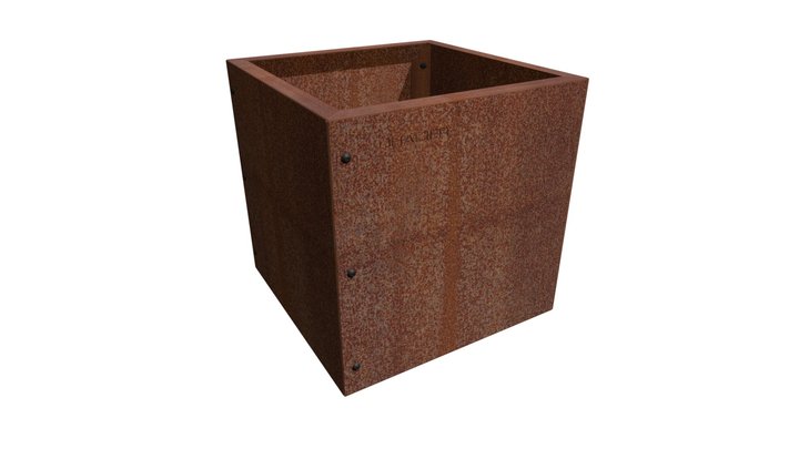 Pot carré corten 3D Model