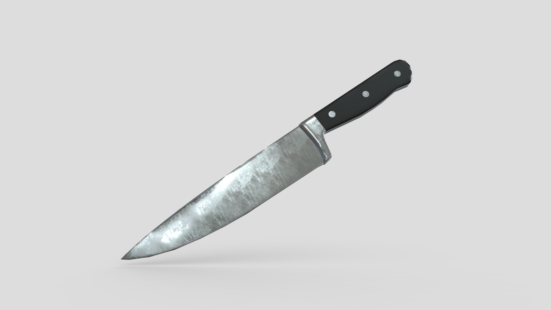 3D model Kitchen Knife - This is a 3D model of the Kitchen Knife. The 3D model is about a silver knife with a black handle.