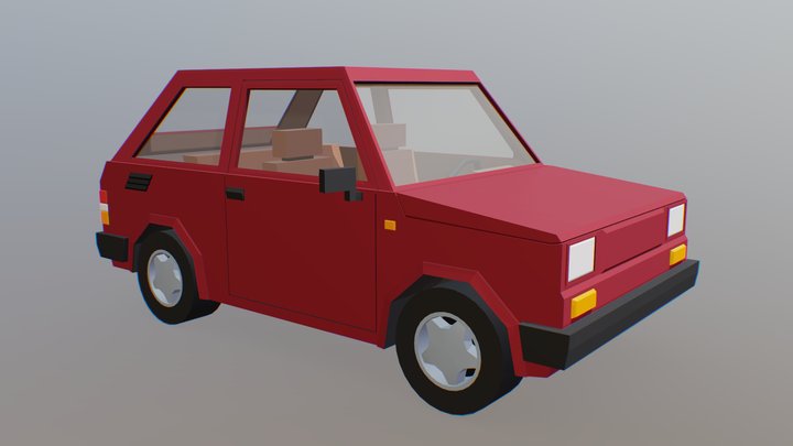 Stylized Cartoon Micro Car Low-poly 3D 3D Model