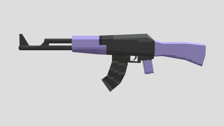 Low Poly Pixel Texture AK 3D Model