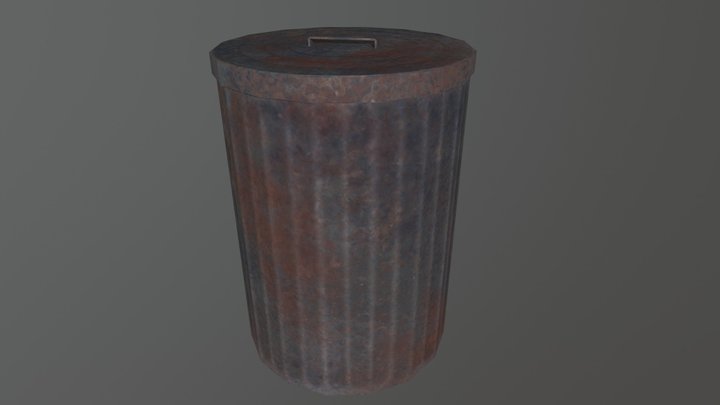 Rusty Trash Can LowPoly 3D Model