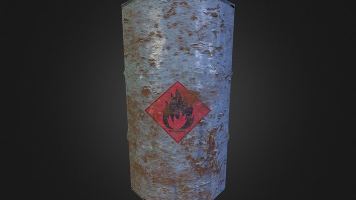 Explosive Rusted Metal Barrel 3D Model