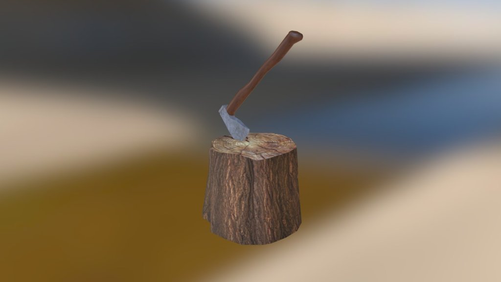 Ax and Wood Chopping Block