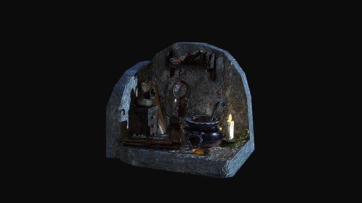 Witch Workplace Diorama 3D Model