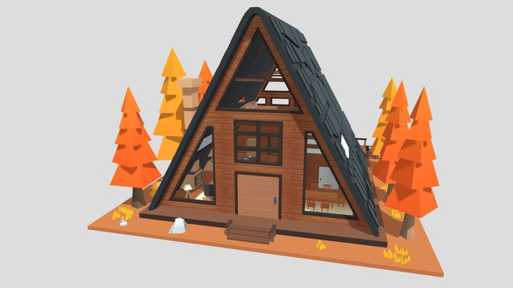 Lowpoly Cabin House for Roblox 3D Model