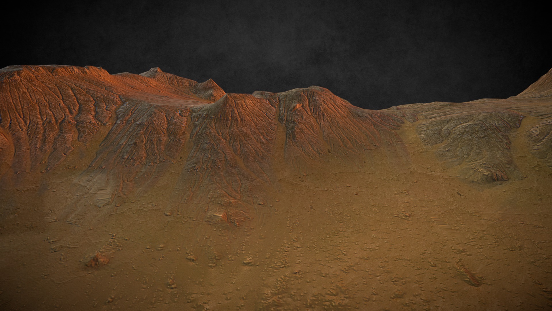 3D model Mars Environment - This is a 3D model of the Mars Environment. The 3D model is about a desert landscape with a dark sky.