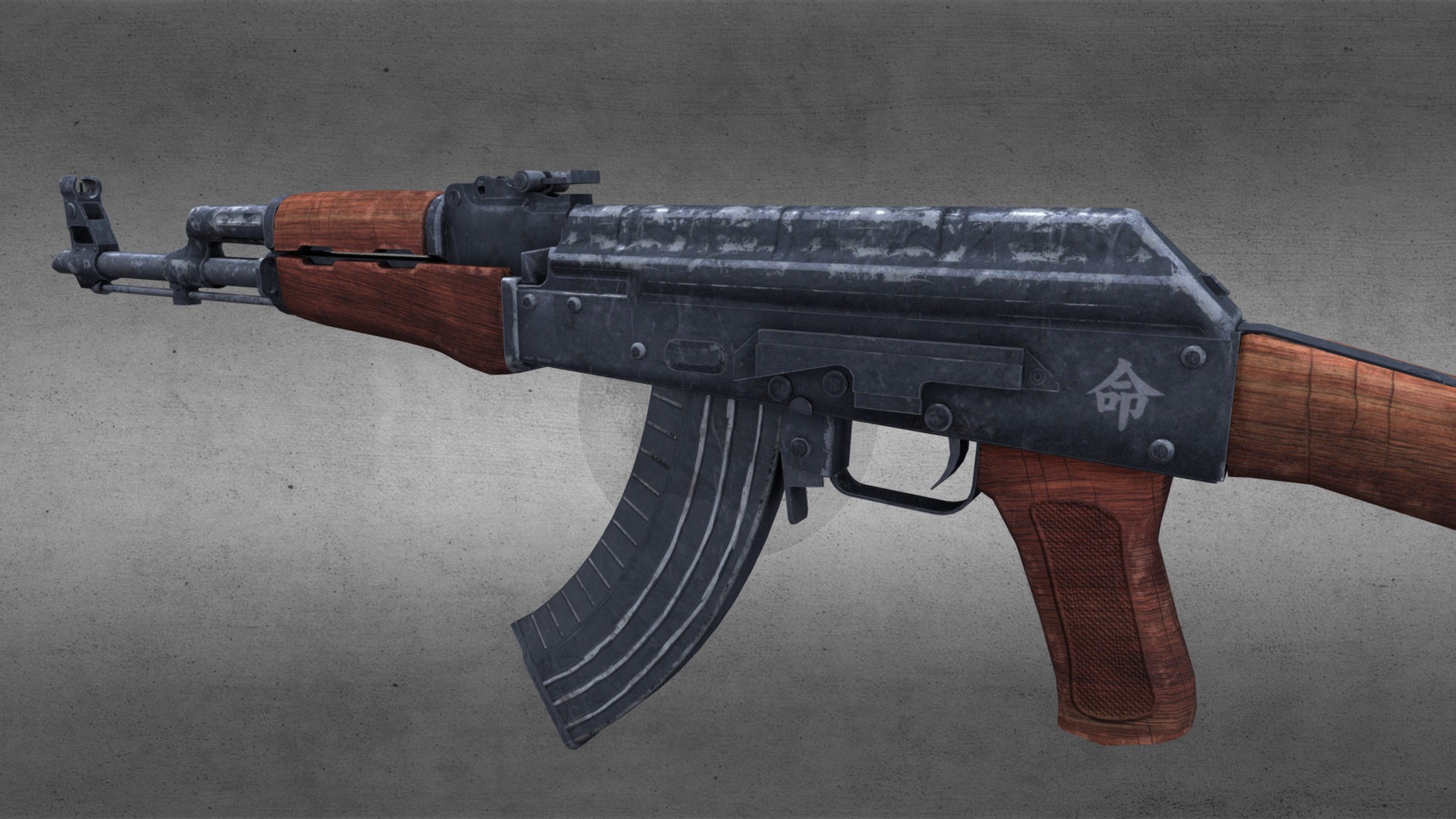 3D model AK47 – Diffuse Only - This is a 3D model of the AK47 - Diffuse Only. The 3D model is about a gun with a strap.