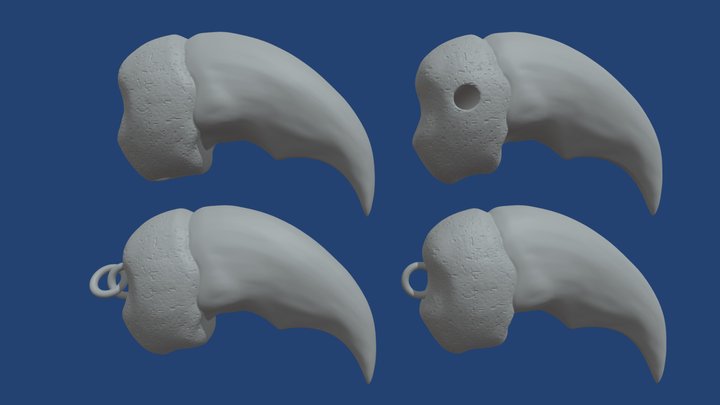 Polar bear claws pendant - 3D print ready 3D Model