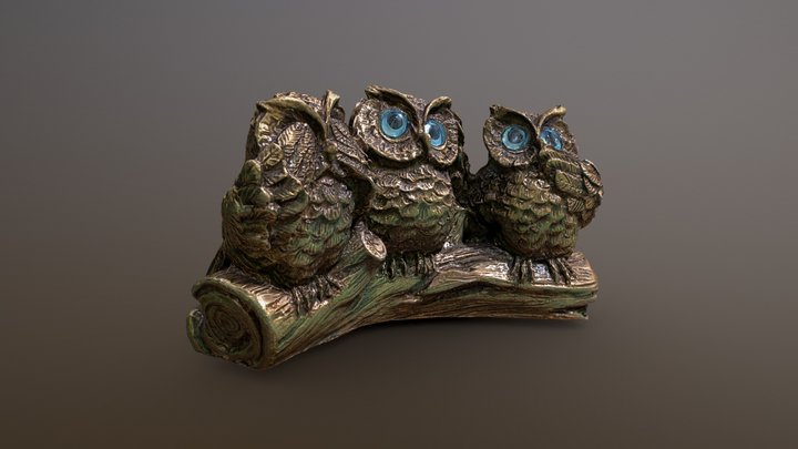 Three Wise Olws - Greek Figurine 3D Model