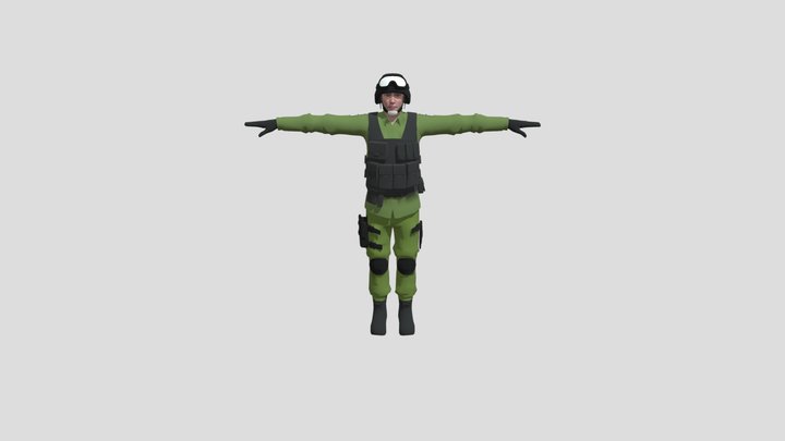 Simple European military Mesh Body 3D Model