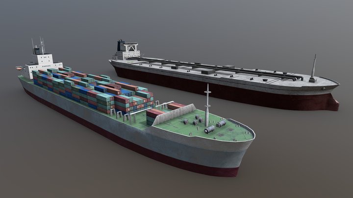 Cargo Ships Props 3D Model