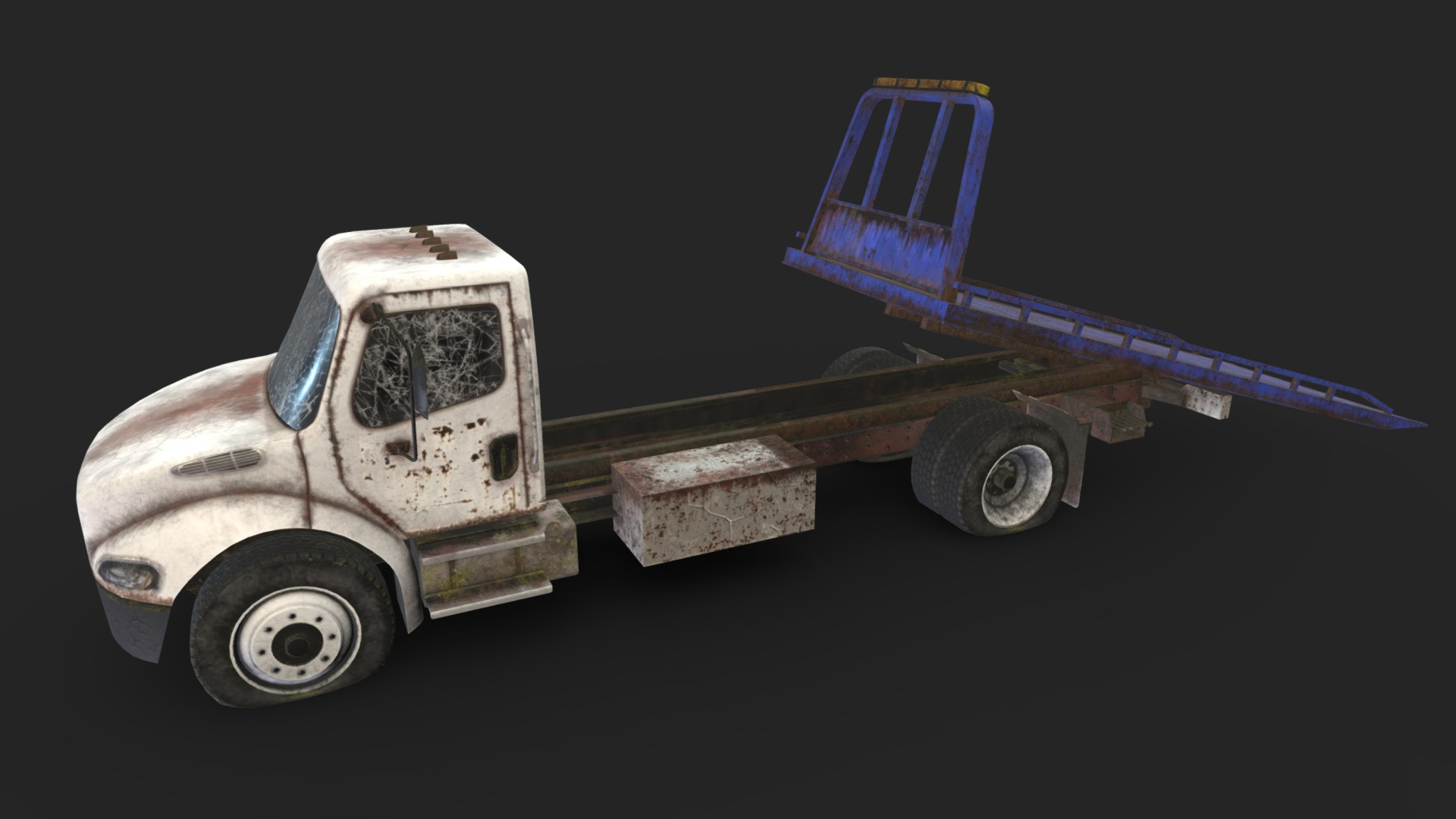 3D model Old Truck 05 - This is a 3D model of the Old Truck 05. The 3D model is about a toy truck with a trailer.