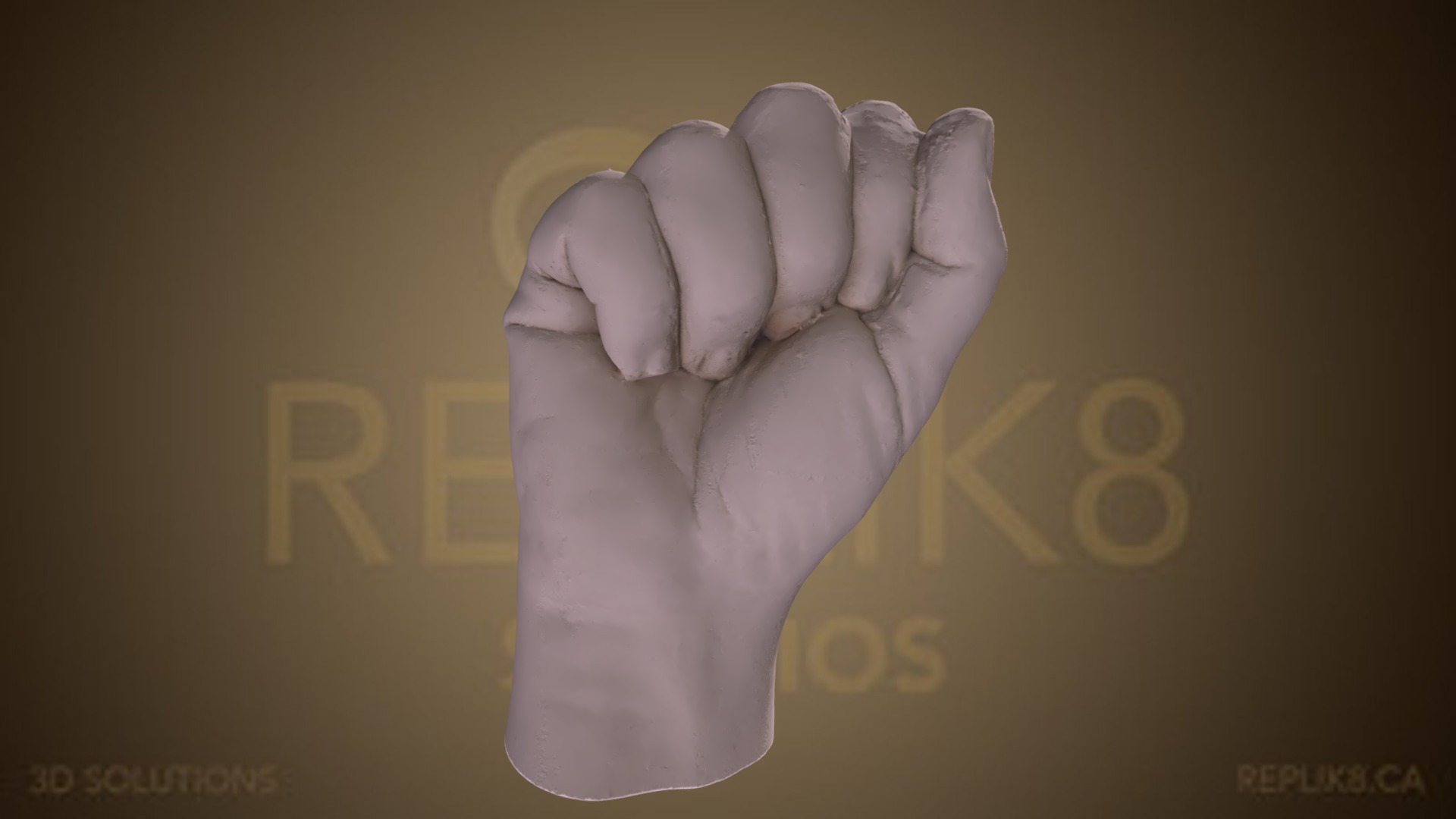 3D model Hand Cast - This is a 3D model of the Hand Cast. The 3D model is about a hand with a yellow background.