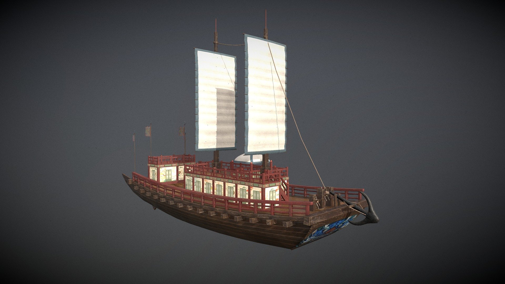 Korean Medieval Ship Joseon Panokseon Buy Royalty Free 3D model by