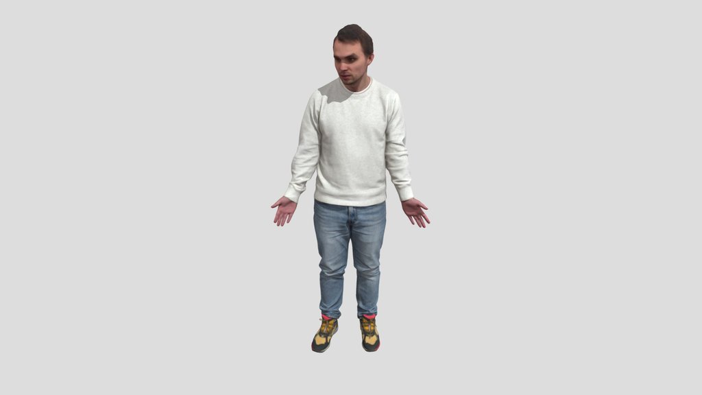 Surprised Guy In White Sweatshirt