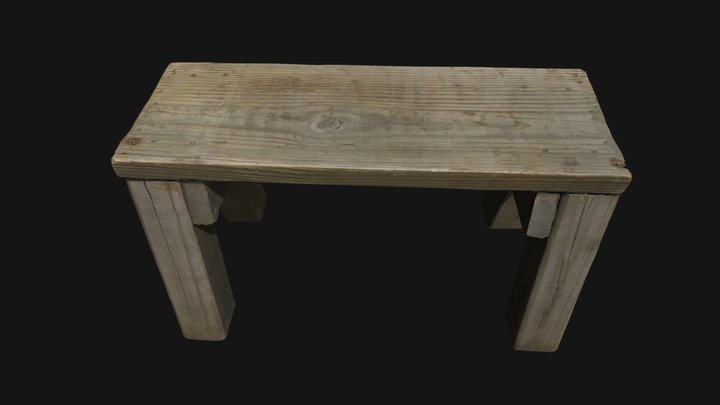 Handcrafted Rustic Wooden Bench 3D Model