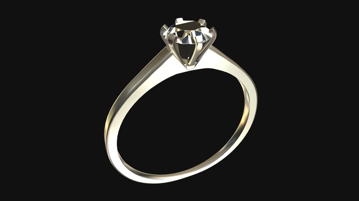 Diamond solitaire ring 3D Model