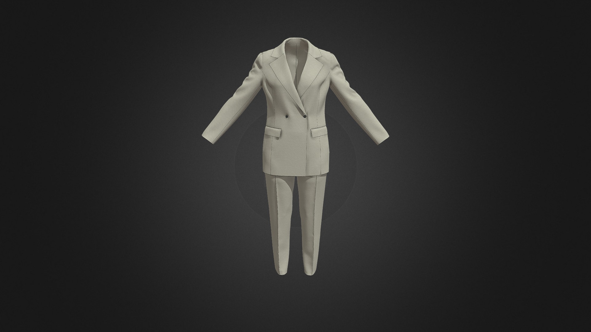 3D model Women’s Setup (Beige Leather) - This is a 3D model of the Women's Setup (Beige Leather). The 3D model is about a mannequin with a white shirt and pants.