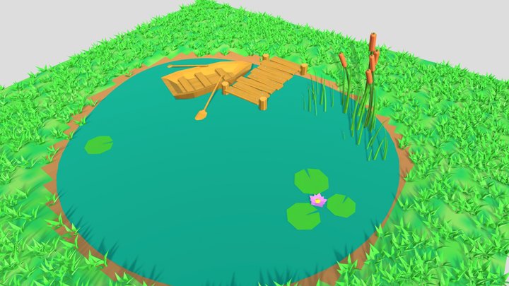 Small Pond Scene 3D Model