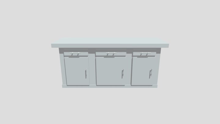 Lab Table Against Wall 3D Model