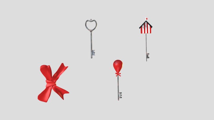 keys and a bow 3D Model