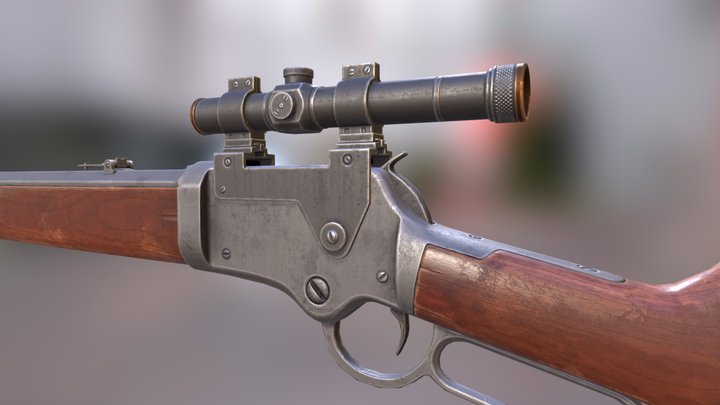 Rifle with an optical sight 3D Model