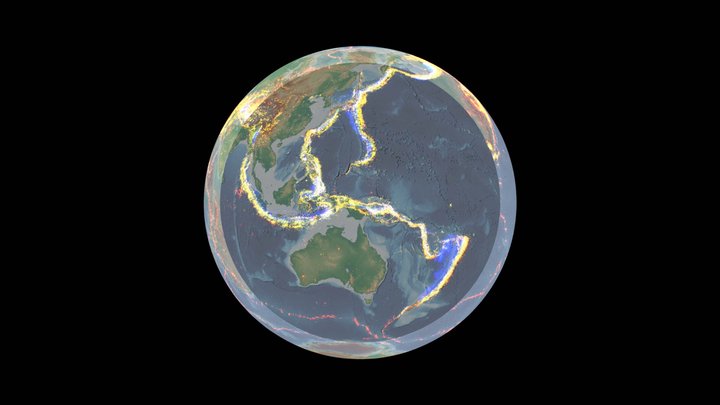 Recorded seismicity of Earth 3D Model