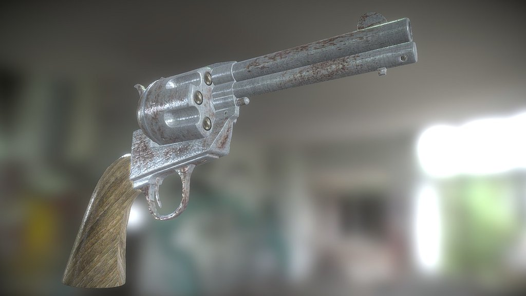 Rusty Low Poly Revolver