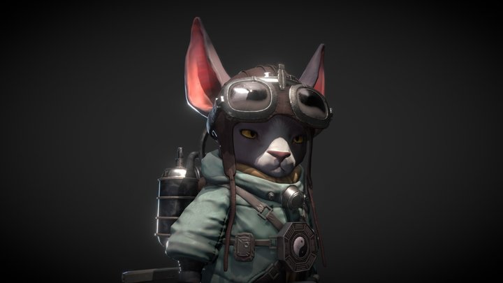 Cat with jet pack 3D Model
