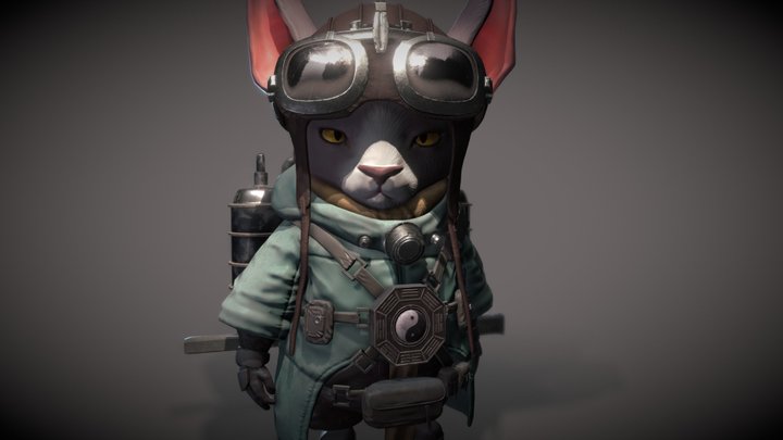 Cat with jet pack 3D Model