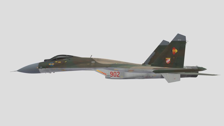 Su-27SK LSK JG3 Red 902 3D Model