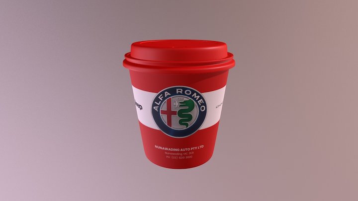 Coffee Cup 3_1 Red 3D Model