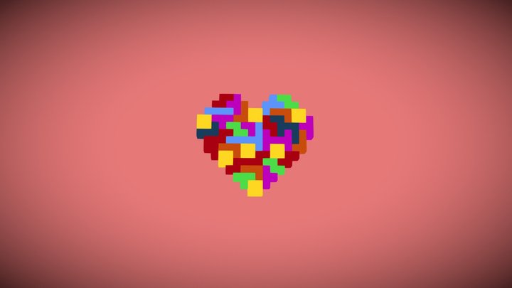 Rainbow Tetris Heart 3D Model