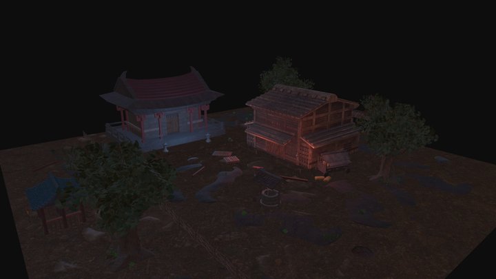 Japanese village 3D Model
