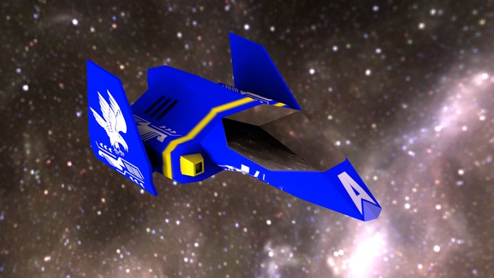 Blue Falcon Low-Poly Spaceship 3D Model