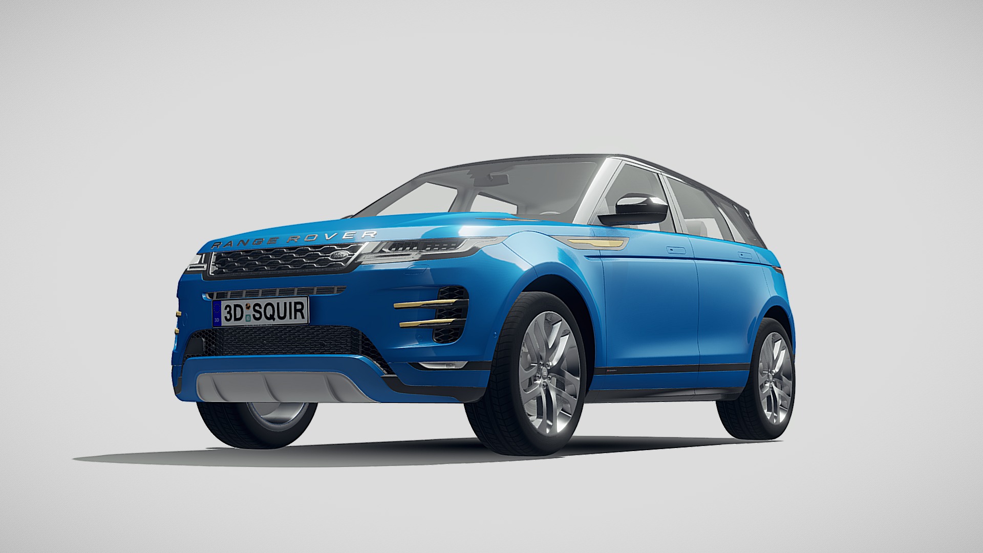 3D model Land Rover Evoque 2020 R Dynamic - This is a 3D model of the Land Rover Evoque 2020 R Dynamic. The 3D model is about a blue car with a white background.