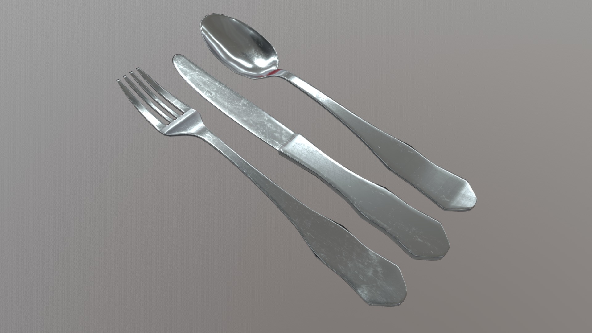 3D model Cutlery - This is a 3D model of the Cutlery. The 3D model is about a silver fork with a silver handle.
