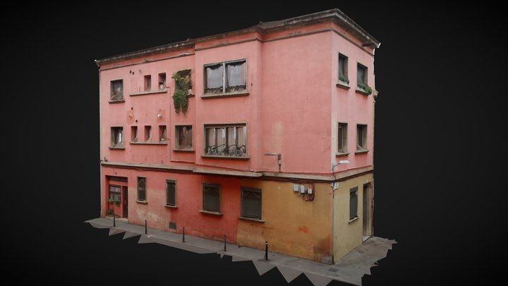 Pink corner building, Gracia, Barcelona 3D Model